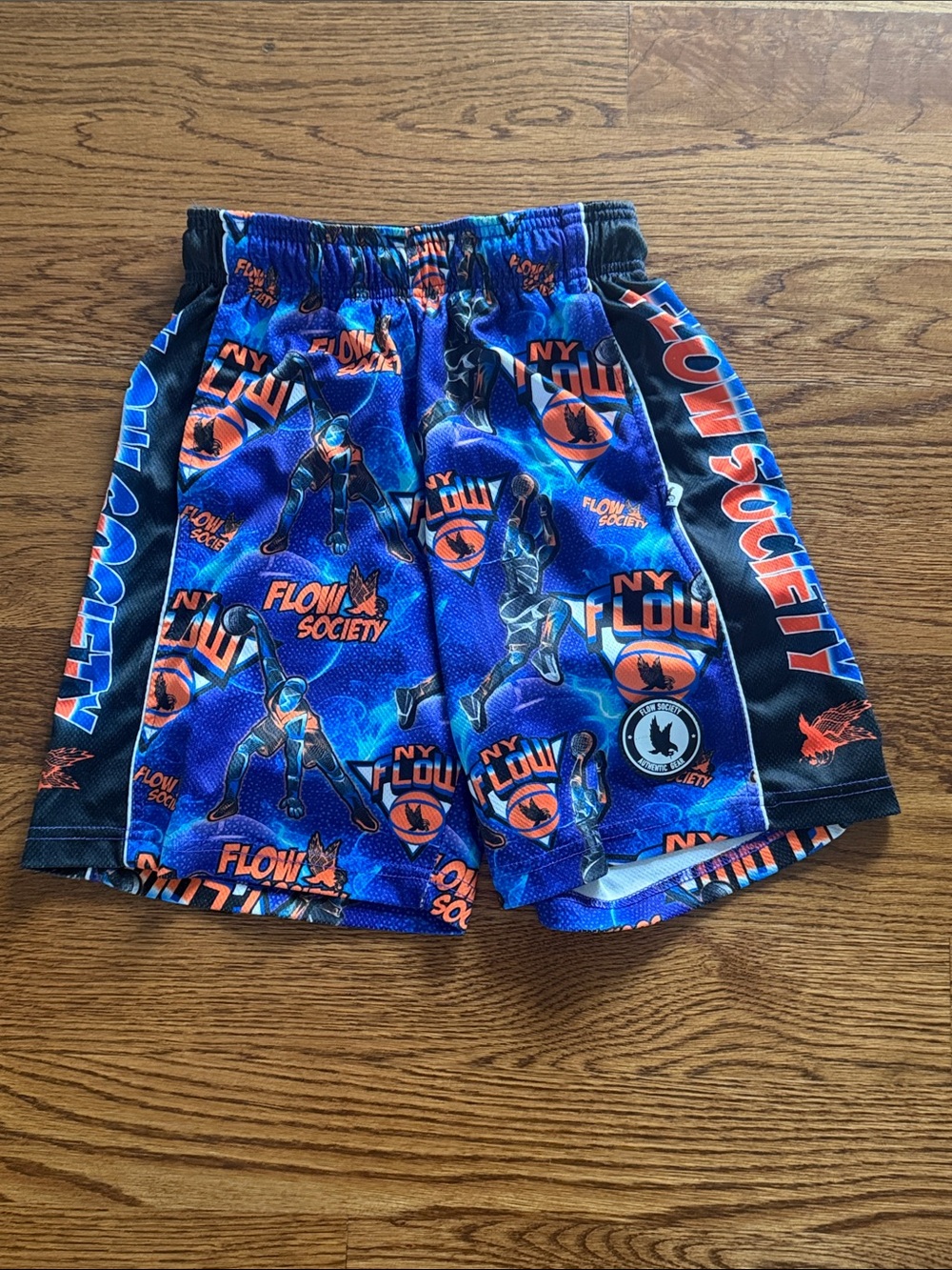 Flow Society Boys Blue and Orange Graphic Athletic Shorts